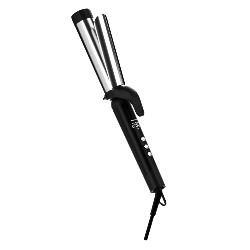 Rizador de pelo eléctrico portátil de cerámica con triple barril Waver con clip