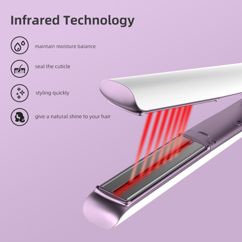 Plancha de pelo eléctrica infrarroja de titanio con ajuste de temperaturas 2 en 1 para hotel